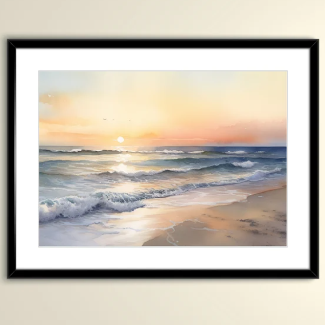 Playa Amanecer Acuarela