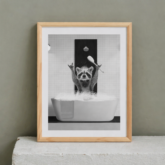 Cuadro de mapache en la bañera