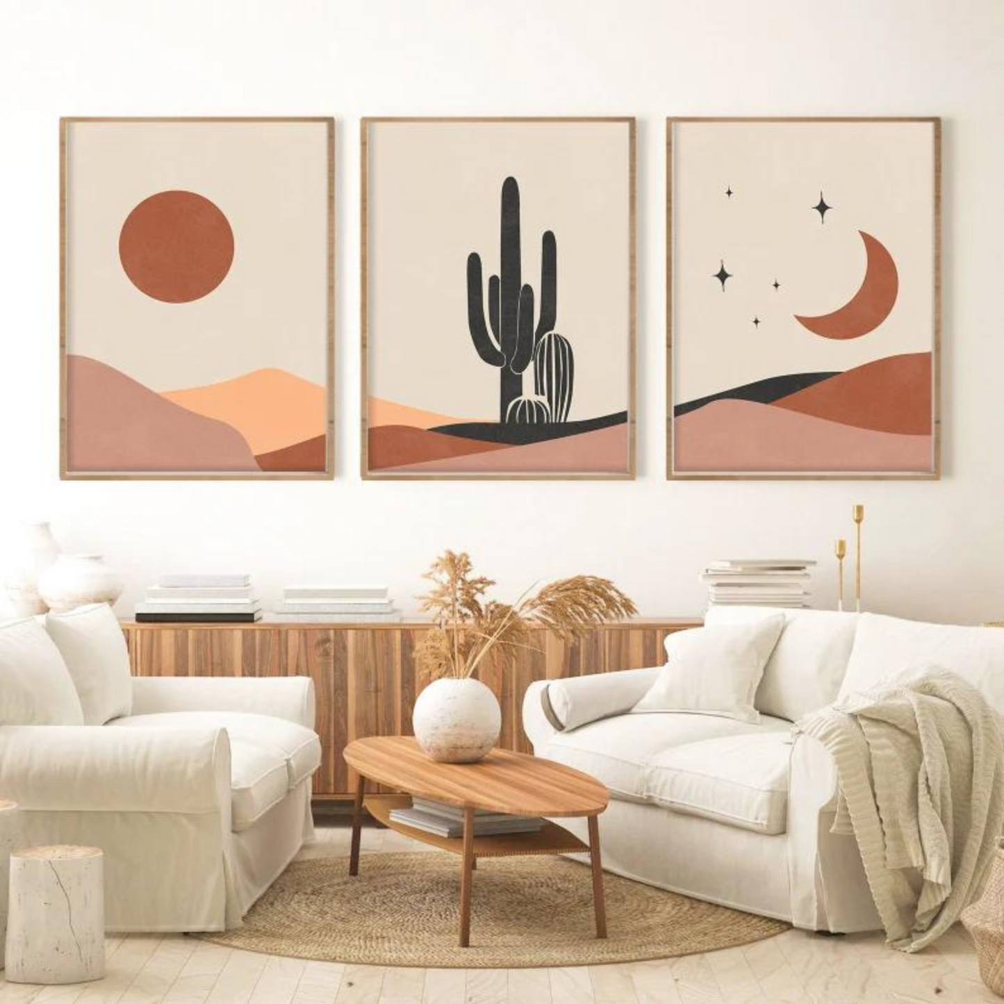 Setx3 Cuadros cactus,terracota y negro