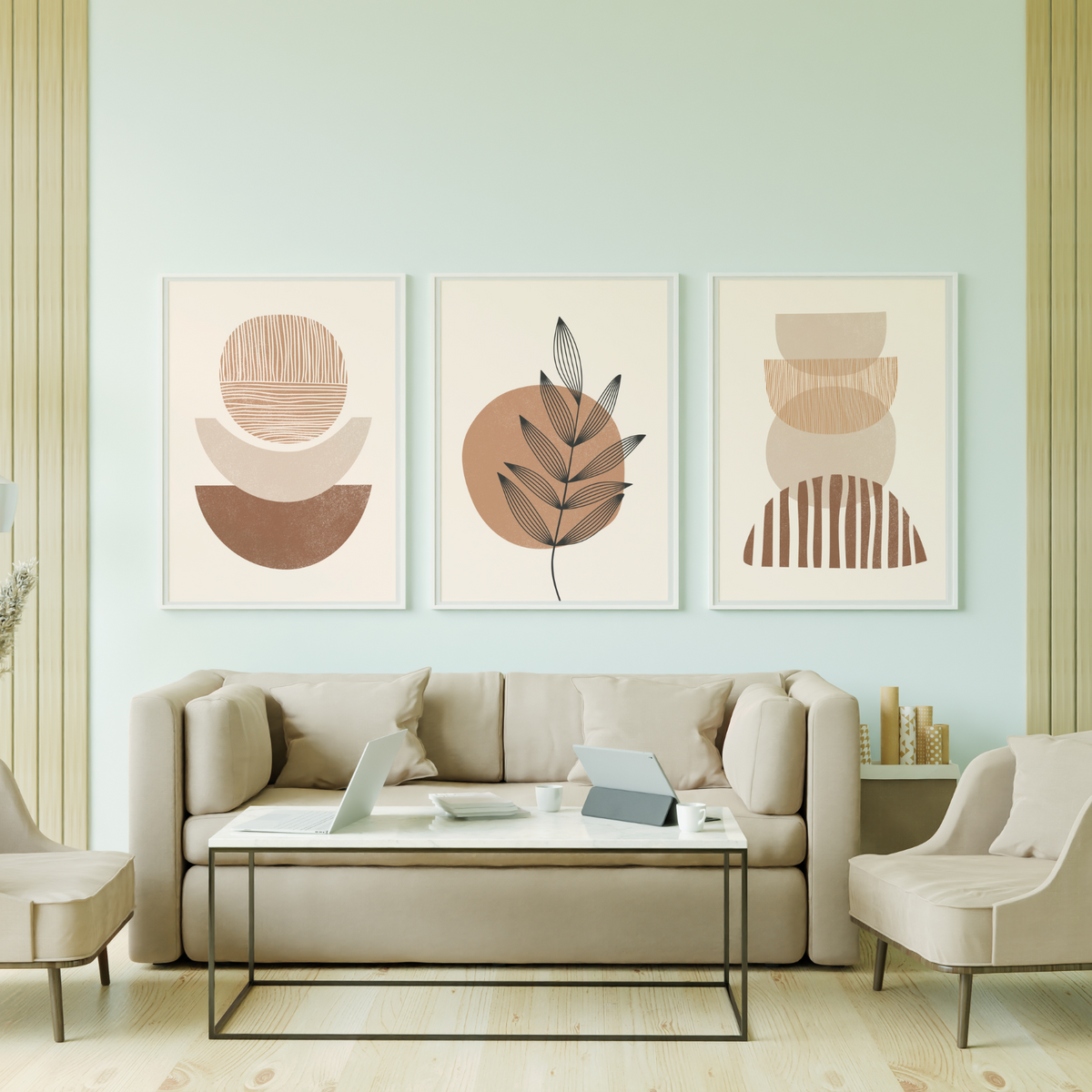 Set x3 cuadros de 40 × 60 cm para renovar tu living
