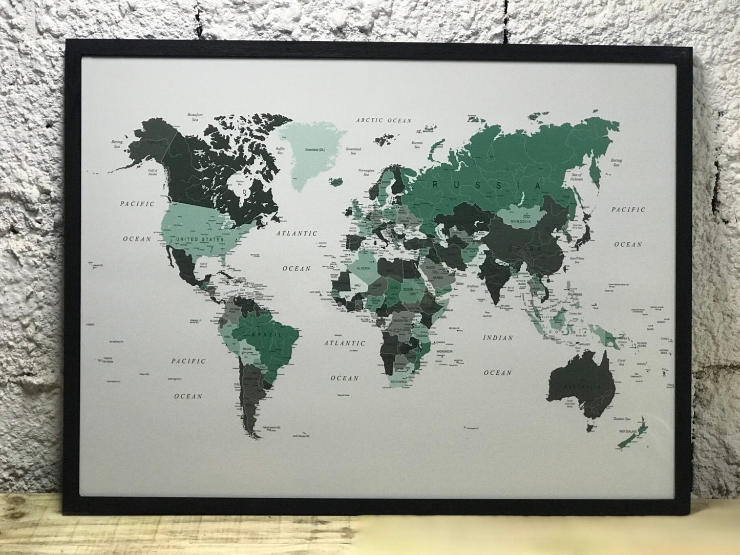 Cuadro Mapamundi Verde Bosque