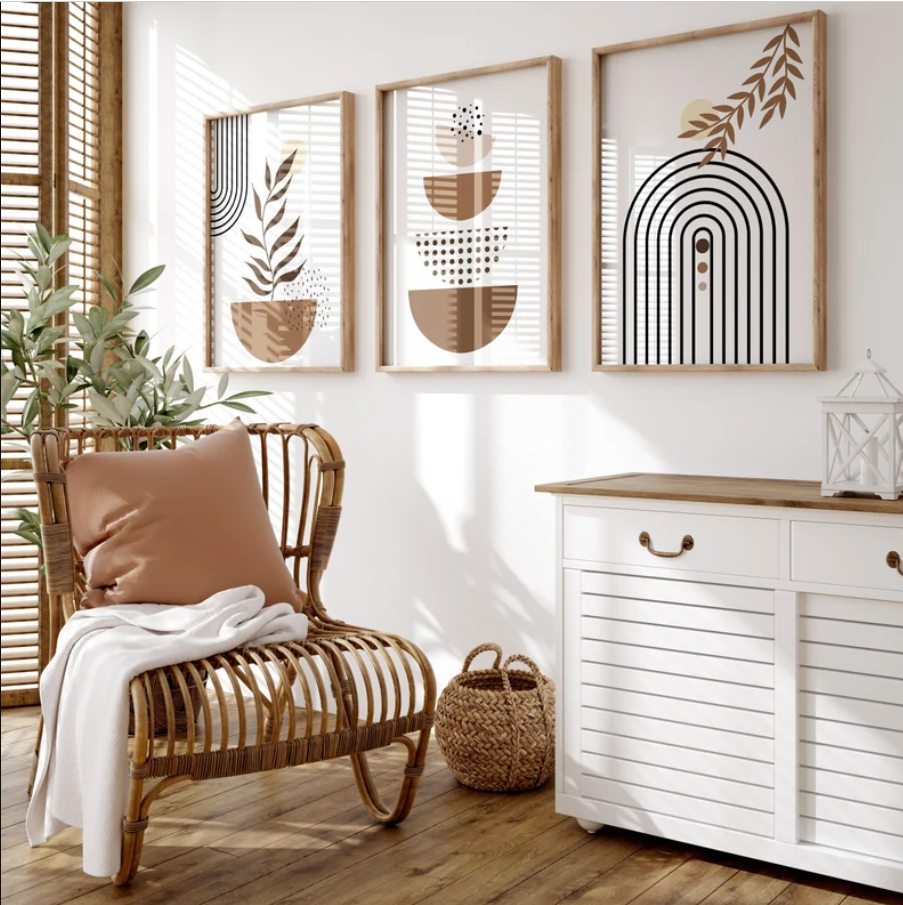 Setx3 Cuadros Boho Marron y Beige