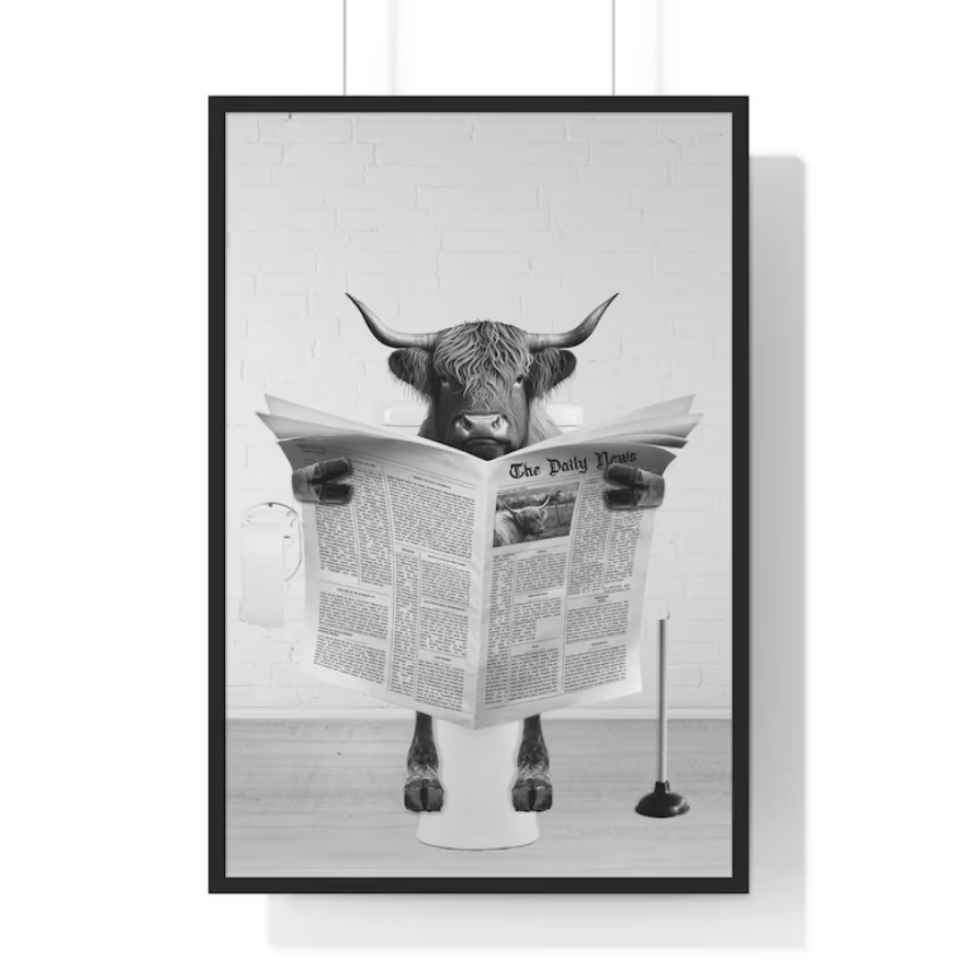 Cuadro Vaca Escocesa Humor del Baño