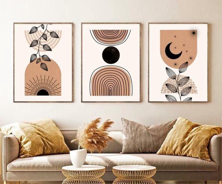 Set x3 Cuadros Boho Abstracto