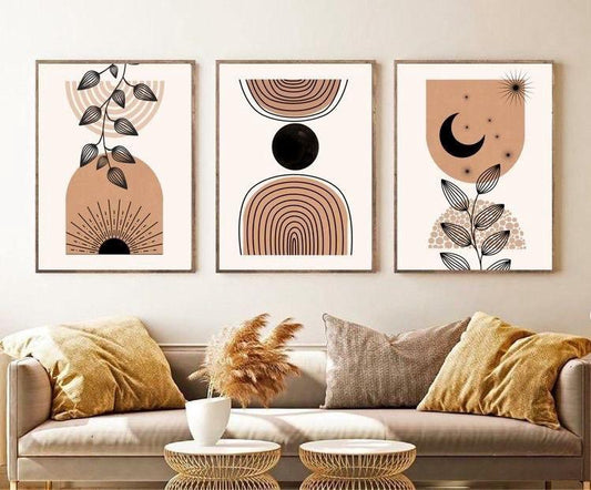 Set x3 Cuadros Boho Abstracto