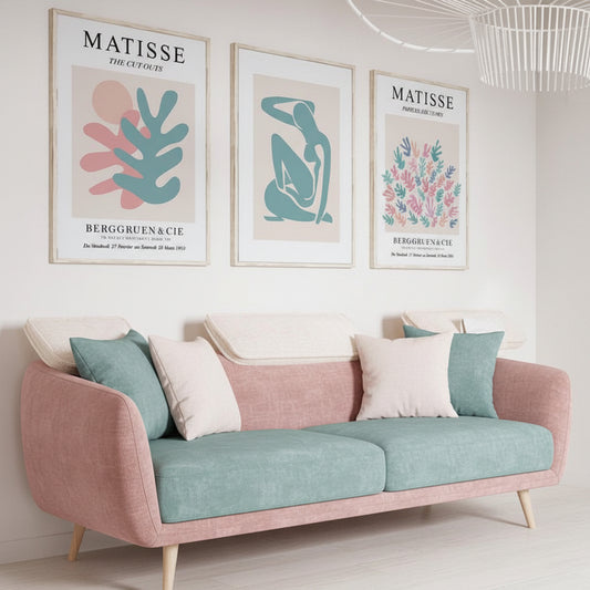 Setx3 Cuadros Henrie Matisse color azul,rosa,naranja