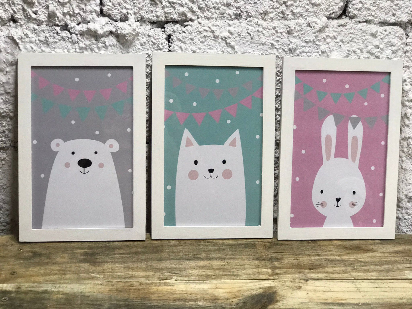 Setx3 Cuadros Infantil- Conejo,Oso, Gato