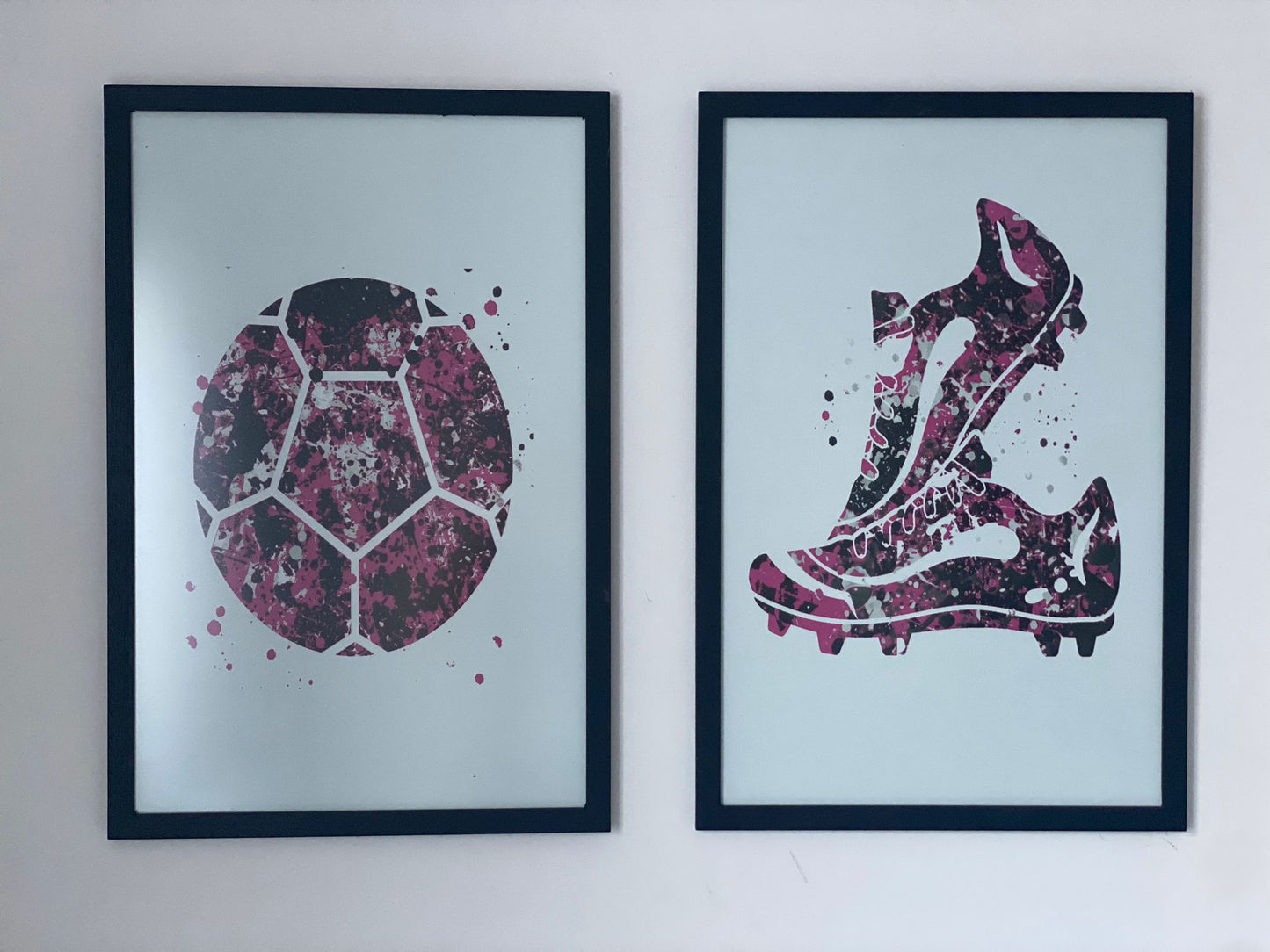 Setx2 cuadros Balon de Futbol y Zapatos Rosas