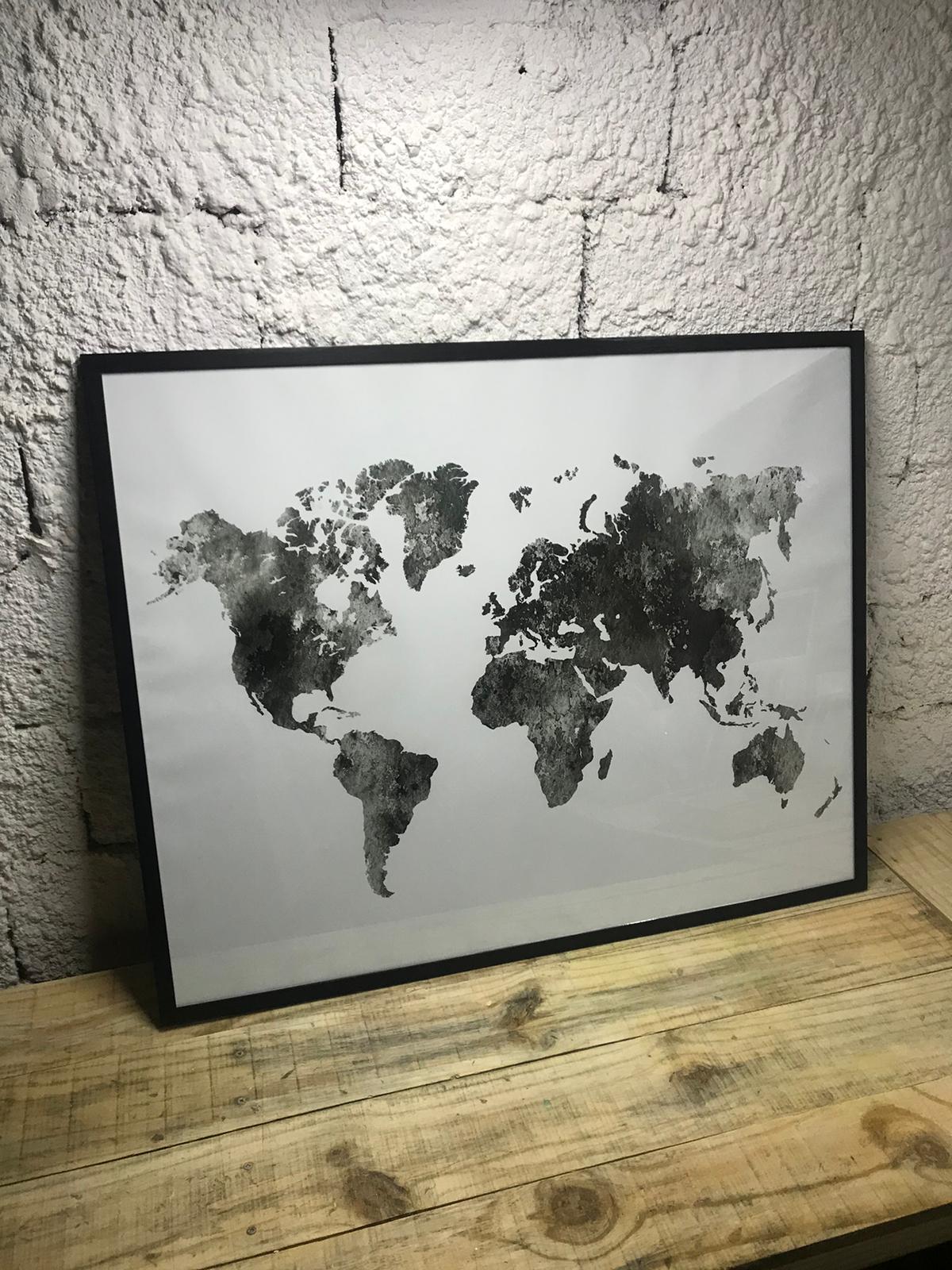 Cuadro Mapamundi Blanco y Negro