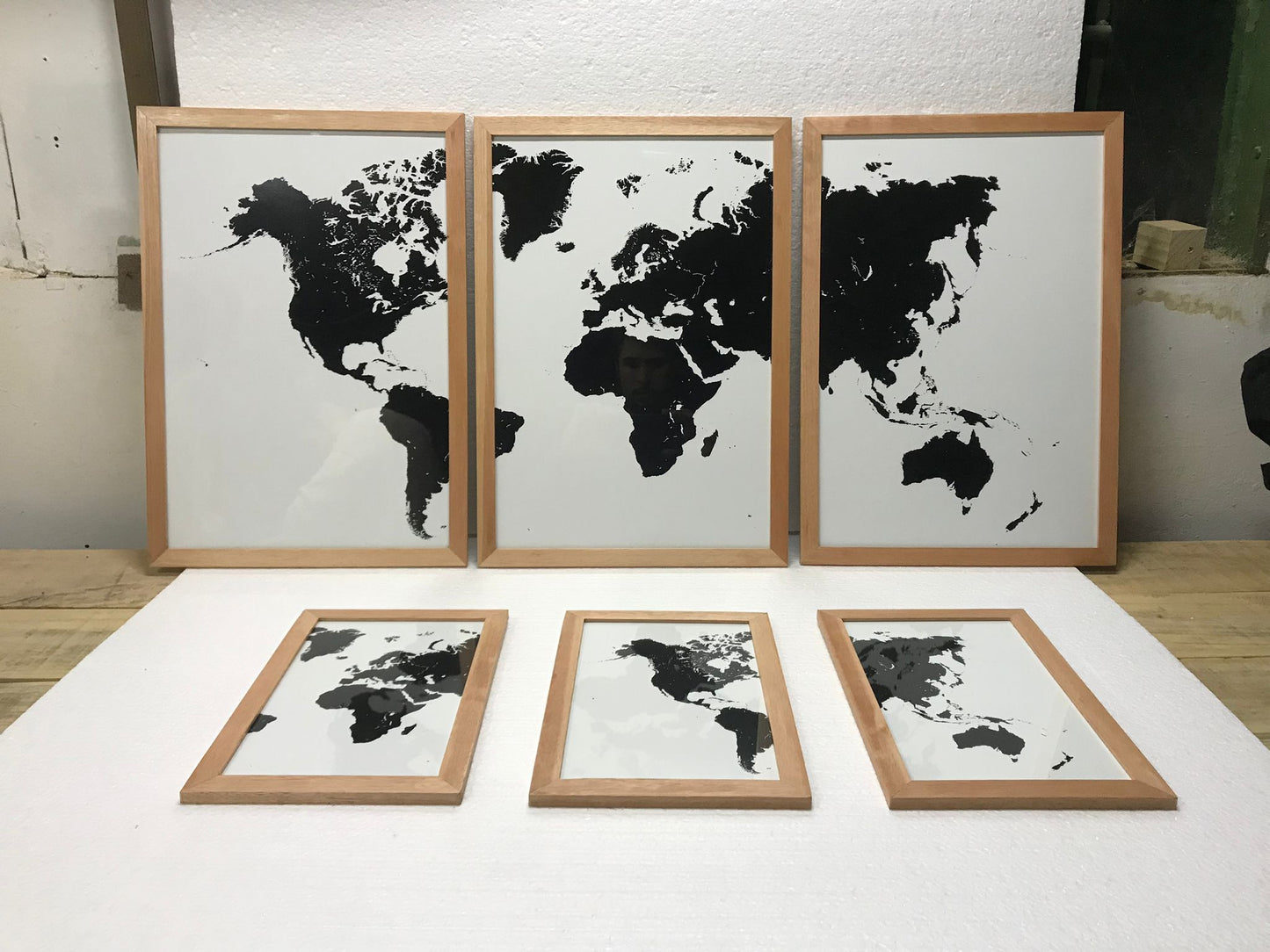 Set x3 Cuadros Mapa blanco y negro