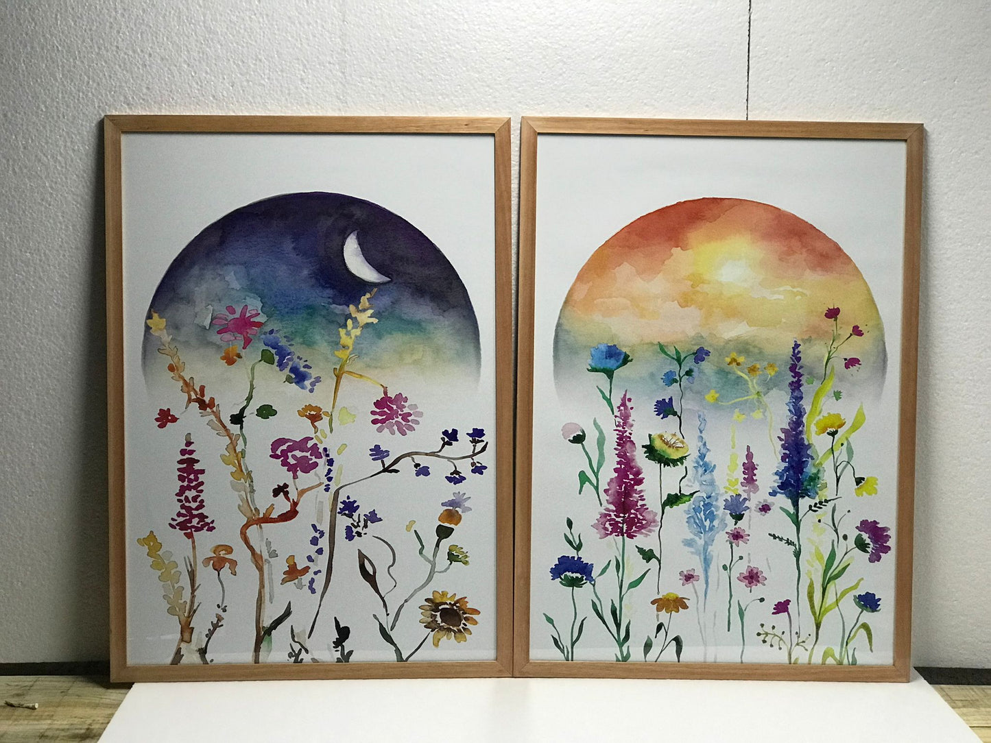 Setx2 Cuadros Flores Silvestre Acuarela Celestial