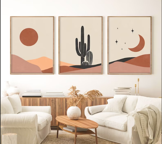 Setx3 Cuadros cactus,terracota y negro