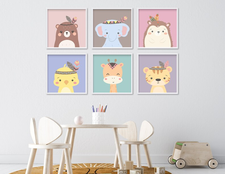 Set x6 Cuadros Infantil estilo posters