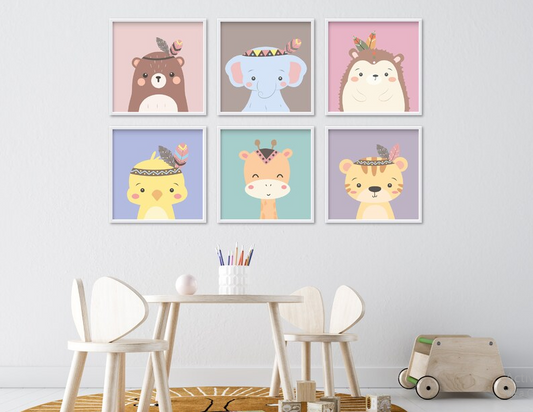 Set x6 Cuadros Infantil estilo posters