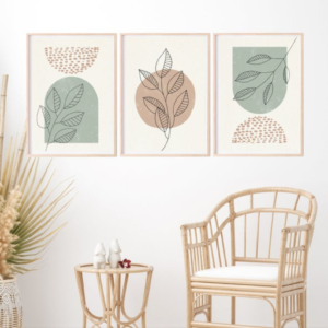 Setx3 Cuadros Boho Geométrico Mediado de siglo abstracto