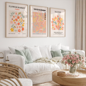 Setx3 Cuadros Flower market,Yayoikusama,Matisse