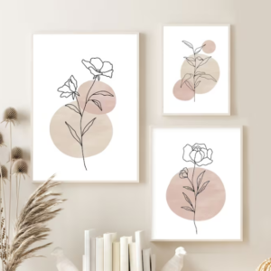 Set x 3 Cuadros irregular Estampado de lineas florales