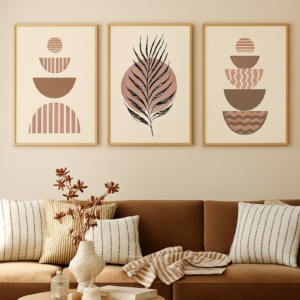 Set x3 Cuadros Boho Abstracto Mediados del Siglo