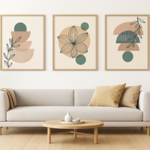 Conjunto de 3 Cuadros Boho Abstracto