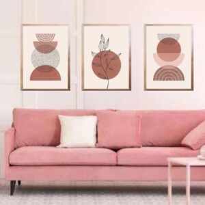 Set x3 Cuadros Boho abstracto Rojo