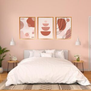 Set x3 Cuadros Formas Abstractas Rojo