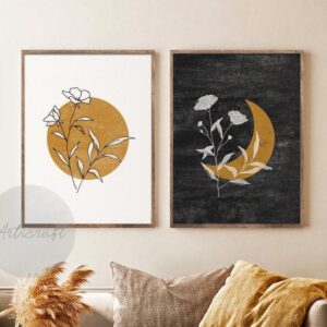 Setx2 Cuadros Sol y Luna amarilla y negra