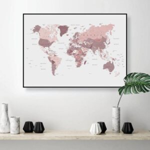 1 Cuadro Mapamundi Rosa y Arandano