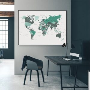 1 Cuadro Mapamundi Verde Bosque