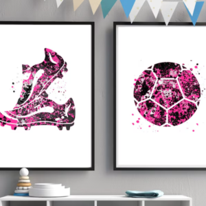Setx2 cuadros Balon de Futbol y Zapatos Rosas