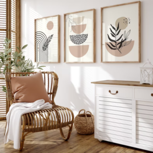 Setx3 Cuadros Boho Beige y Negro