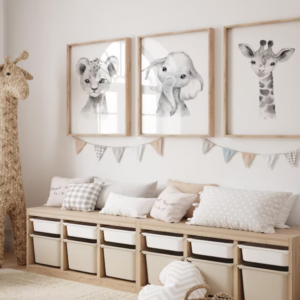 Setx3 Cuadros de Safari Bebe Animal
