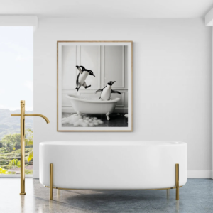 1 Cuadrio de Pinguino jugando en la bañera