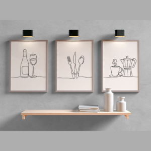 Setx3 Cuadros Decoracion de cocina imagenes lineales