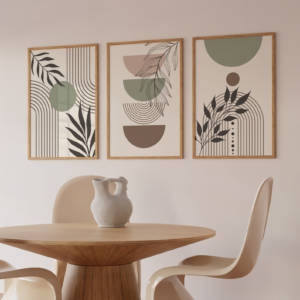 Set x3 cuadros Arcoiris Bohemian verde salvia