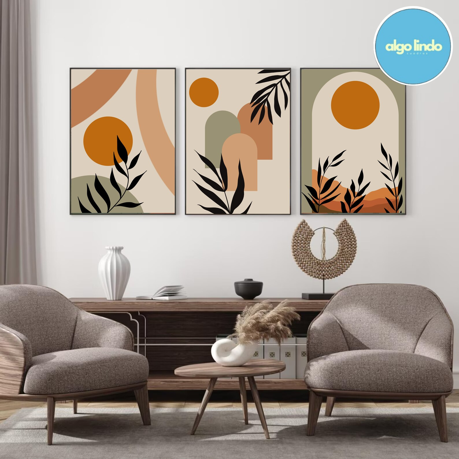 Set x3 Cuadros Bohemio Terracota, verde y beige - Image 5