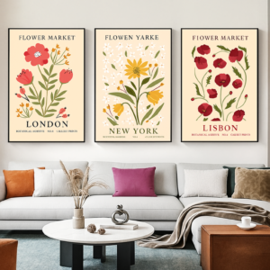 Set x3 Cuadros Flower Market