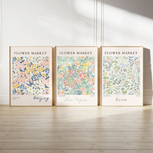 Set x3 Cuadros Mercado de Flores